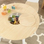 Masuta rotunda Alb - Maro Natur cu doua scaunele si spatiu de depozitare-  Round Table Kidkraft